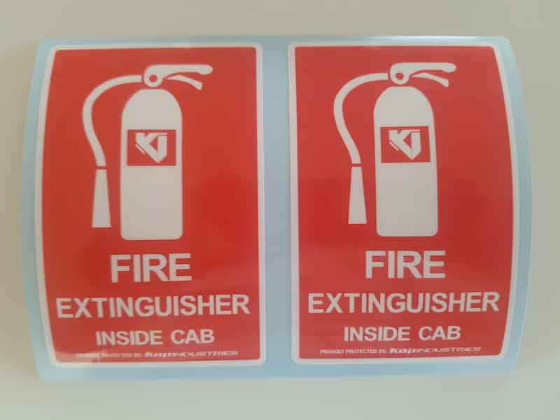 Car Sticker 'Extinguisher Inside Cab'